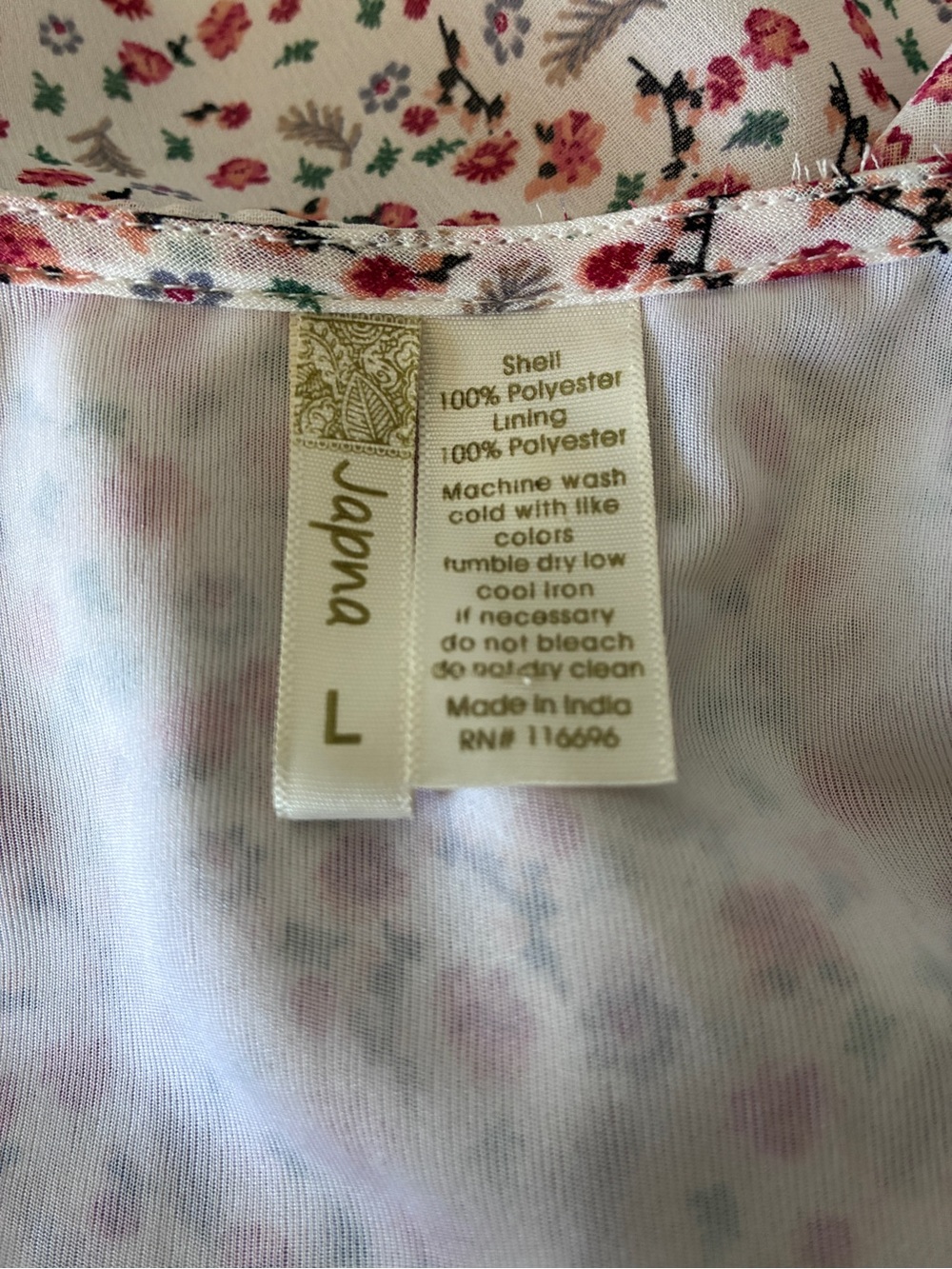 Fairy Whimsygoth Coquette White Coral Ditsy Floral Surplice Peplum Blouse Sz L - Picture 4 of 8